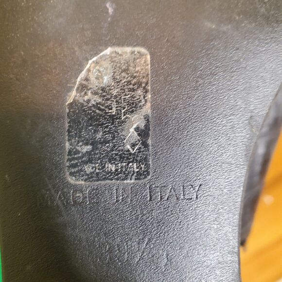 Vicini Tapeet Leather Sandals Alligator Embossed Slide Wedge Shoes Black 39.5/9 - Picture 7 of 7